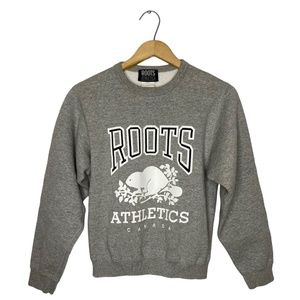 Vintage 90s Roots Canada Salt Pepper Crewneck XS
